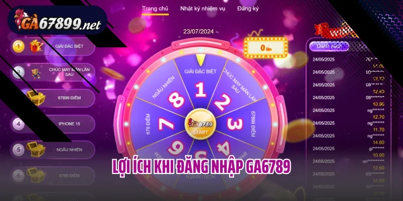 Lợi ích khi đăng nhập Ga6789